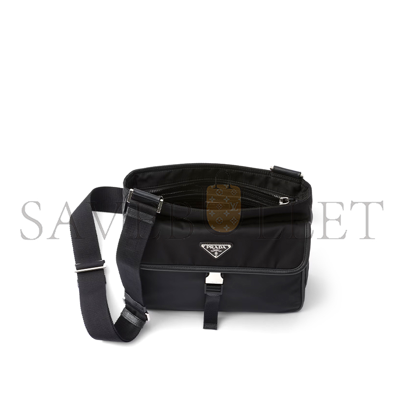 PRADA RE-NYLON AND SAFFIANO LEATHER SHOULDER BAG 2VH119 (26.5*24*7cm)